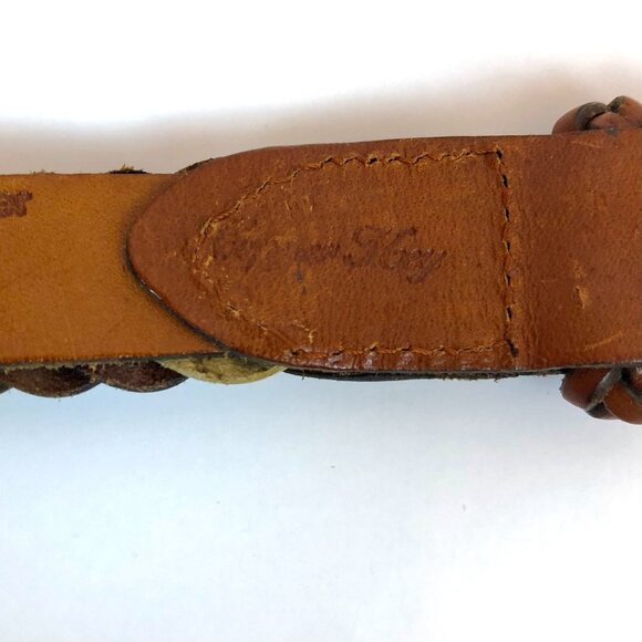 Vintage 1980's Copper Key Braided Leather Belt Size M/28 Tan Brown White Boho - Picture 14 of 14